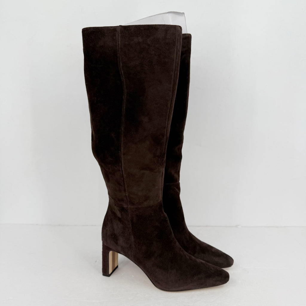 SAM EDELMAN Womens Sylvia Knee High Boots US 10M WIDE CALF Brown Suede NWOB