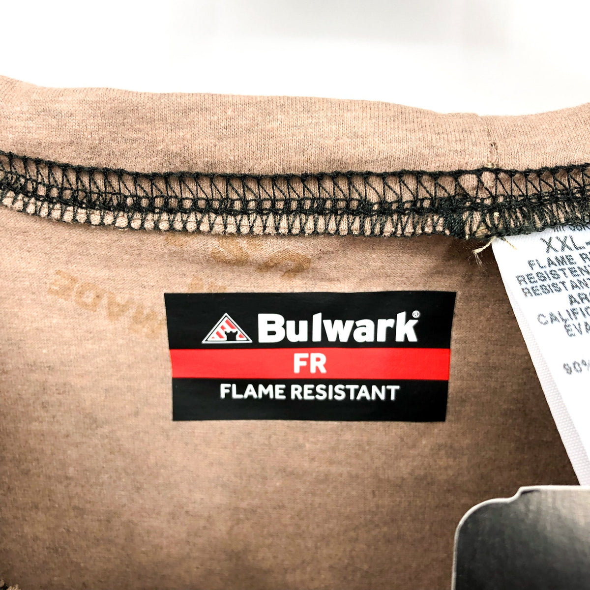 BULWARK Men’s FR Long Sleeve Shirt XXL Khaki Black Chest Pocket Base Layer NWT