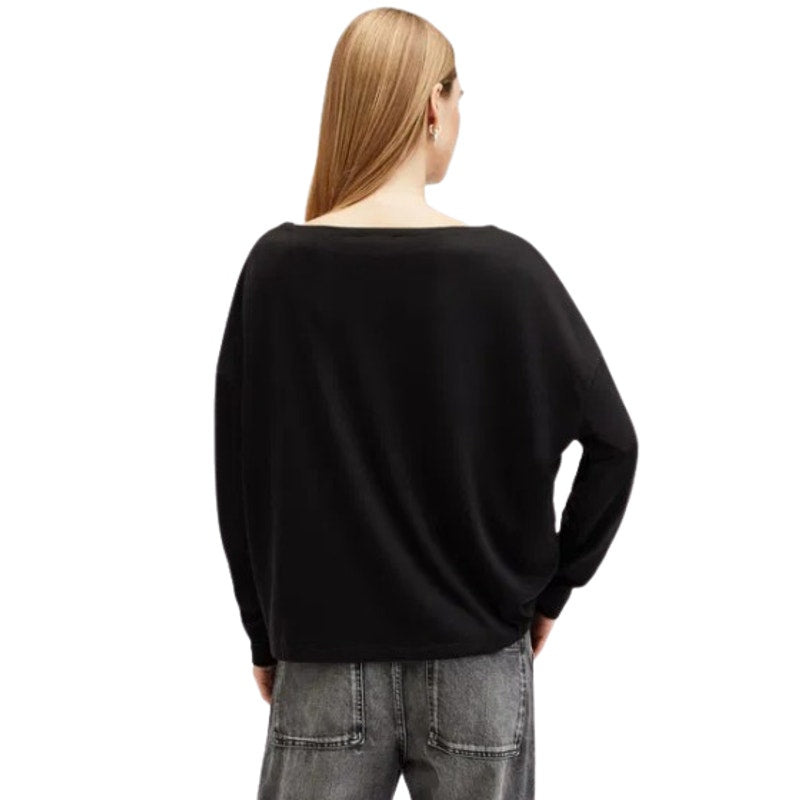 ALLSAINTS Women's Rita Oversized T-Shirt Large Black Long Sleeve NWT