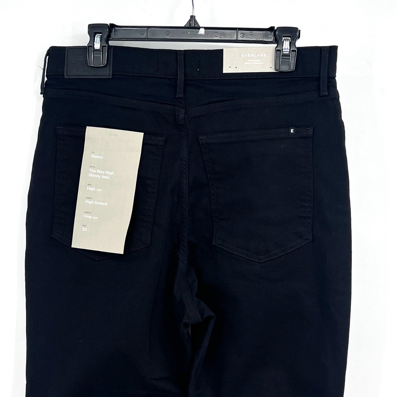 EVERLANE Womens Way-High Skinny Jeans 33x26 US 16 Crop Black Denim NWT