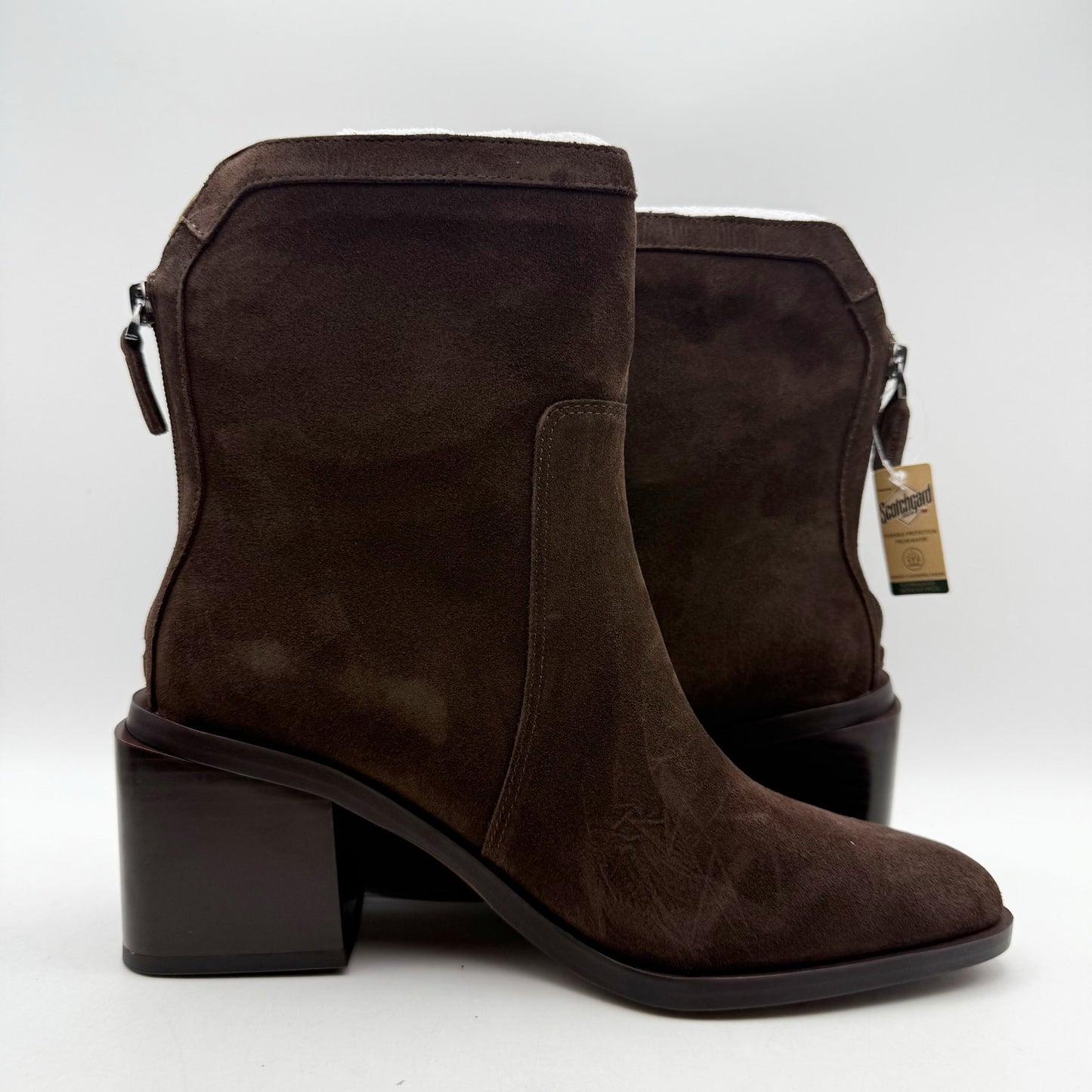 Vince Camuto Womens Kortimy Heeled Ankle Boot US 8 Wide EU 39 Brown Suede NIB