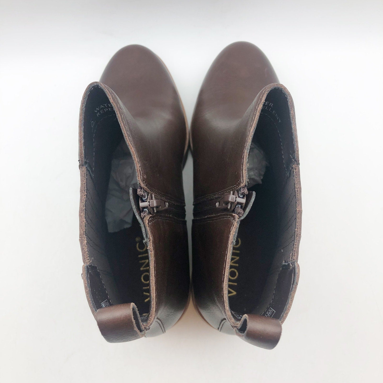 Vionic Womens Aria Ankle Booties US 7.5 WIDE EU 38 Brown Leather Boots NWOB