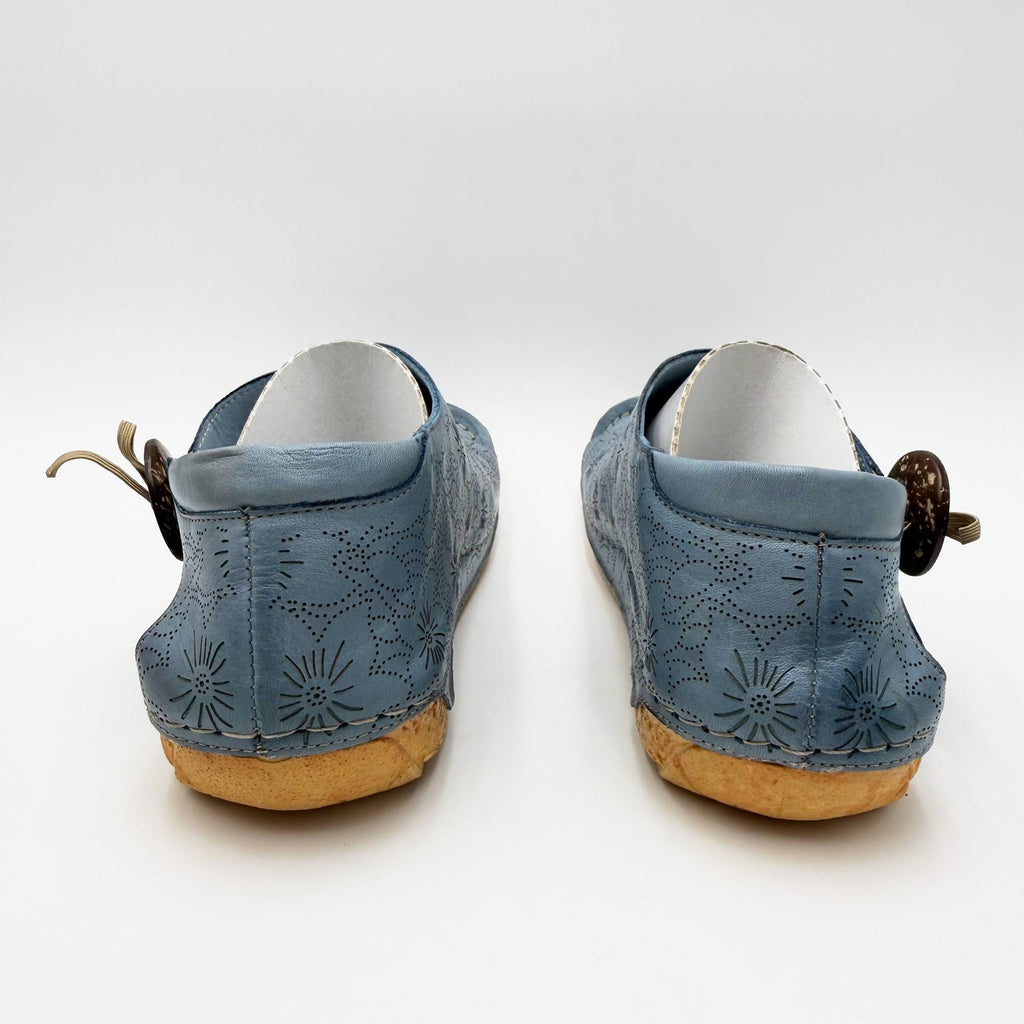 Spring Step Womens Lorelle Sandals EU 39 US 8.5-9 Blue Floral Leather Flats NIB