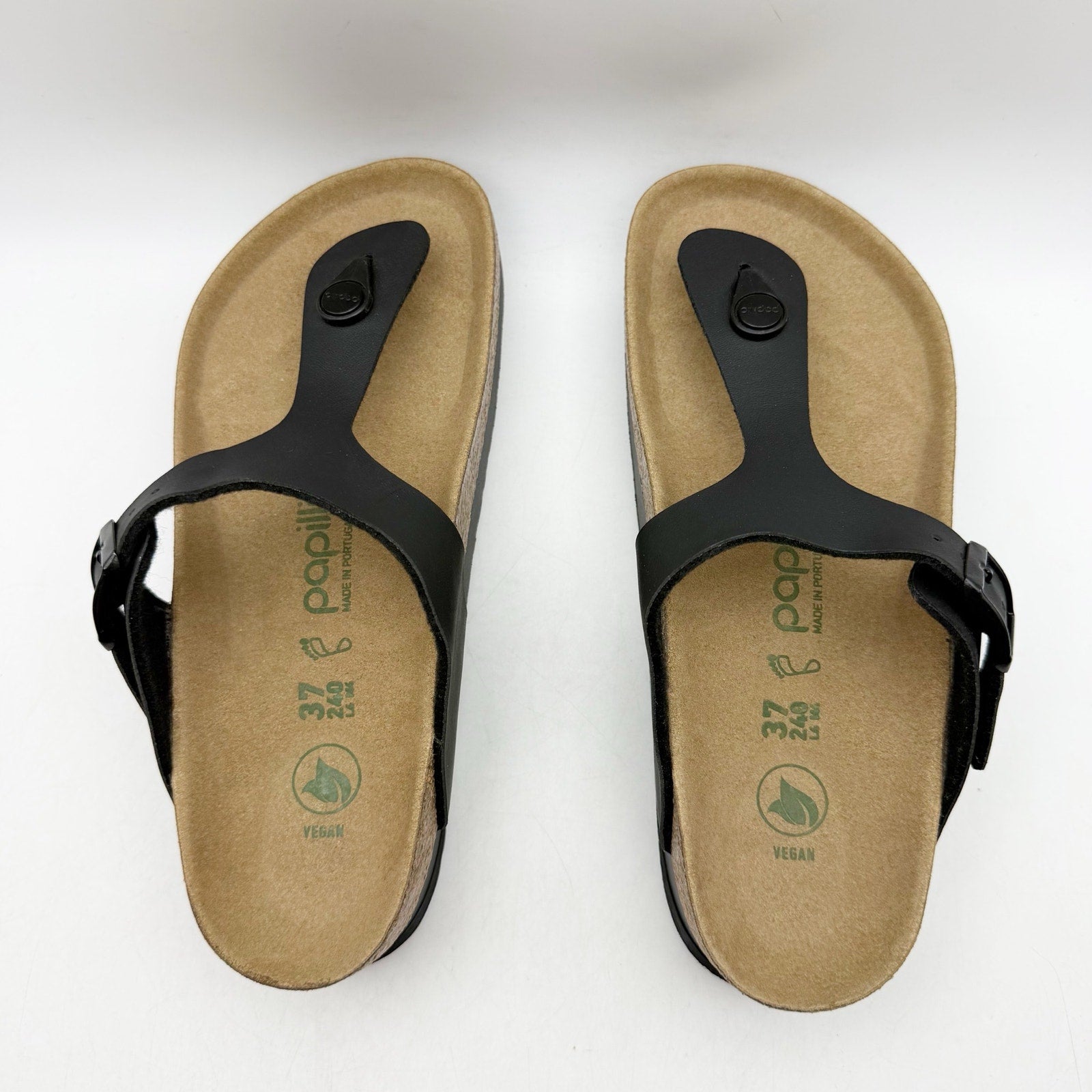 Birkenstock Papillio Womens Gizeh Platform Sandals EU 37 US 6 Black Leather NWOB