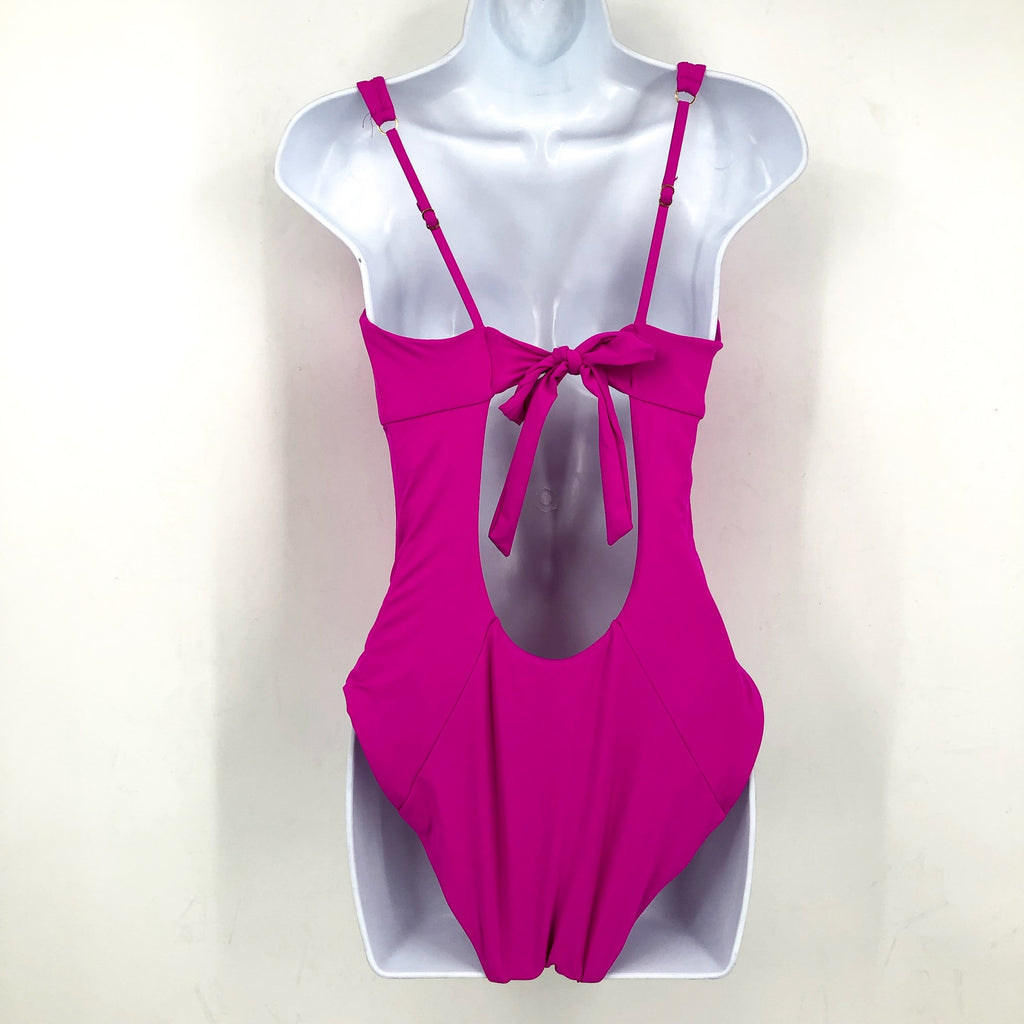 BECCA Women's Color Code V-Wire One Piece Swimsuit Large Vivid Pink Stretch NWT