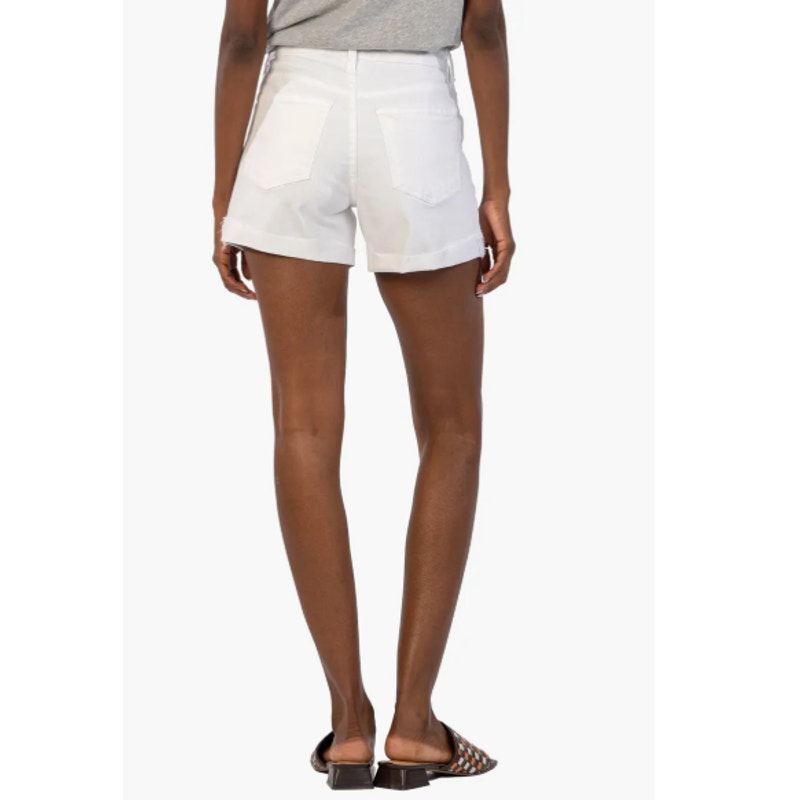 KUT FROM THE KLOTH Jane Cuff Denim Shorts Size 12 Optic White High Waist NWT