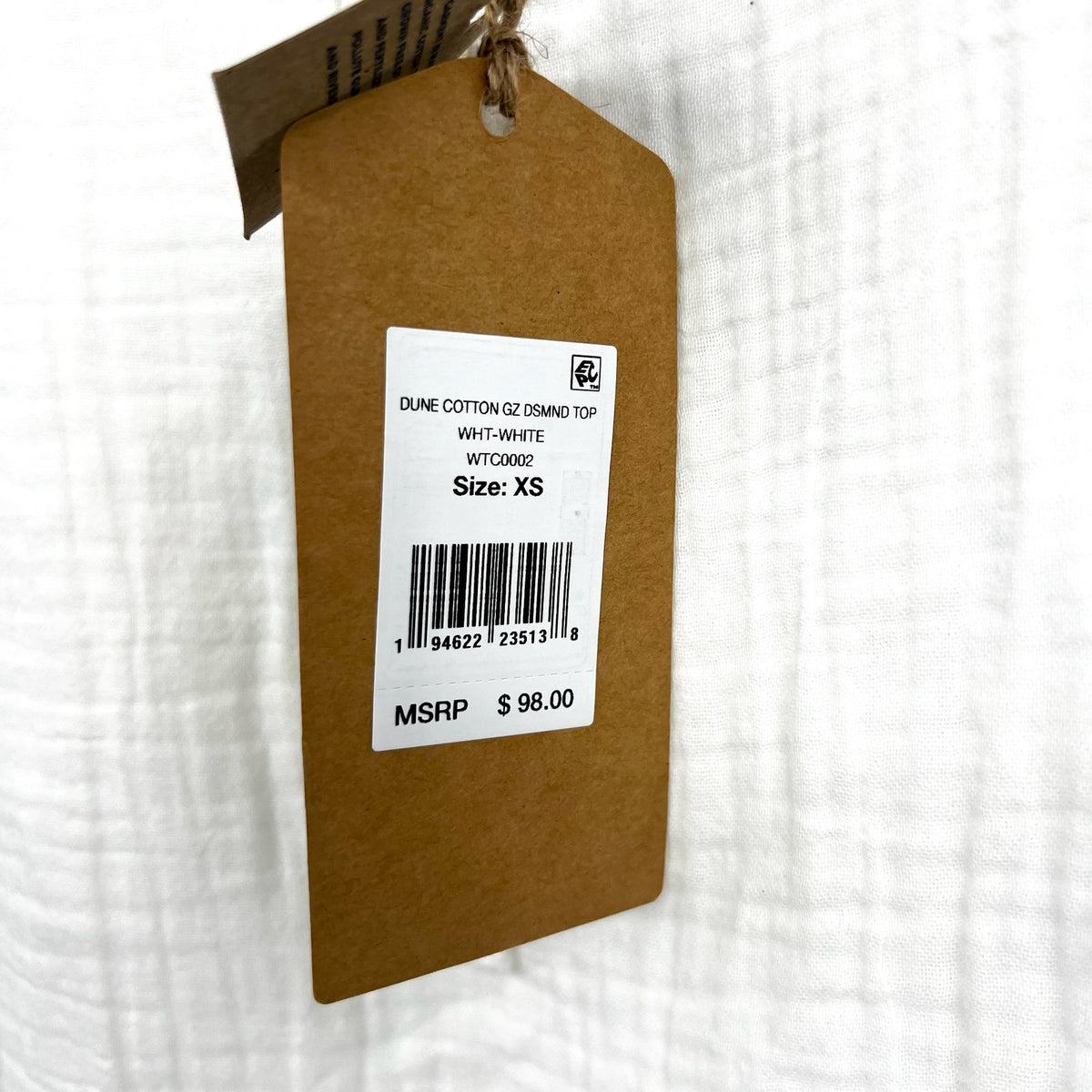 FAHERTY Women's Dune Desmond Top XS White Cotton Gauze Half Placket NWT
