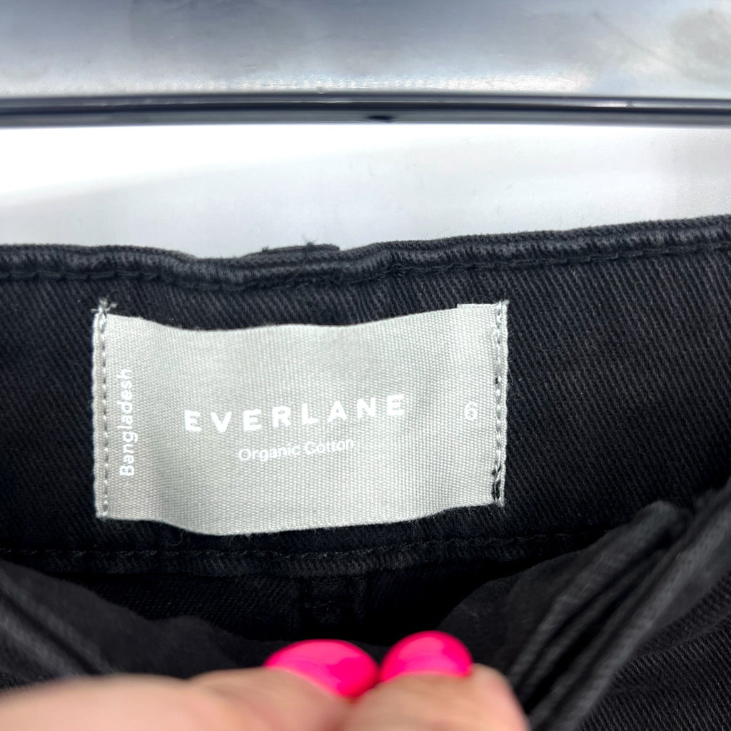 EVERLANE Womens Organic Wide-Leg Crop Pants Size 6 Black Chino Stretch Twill NWT