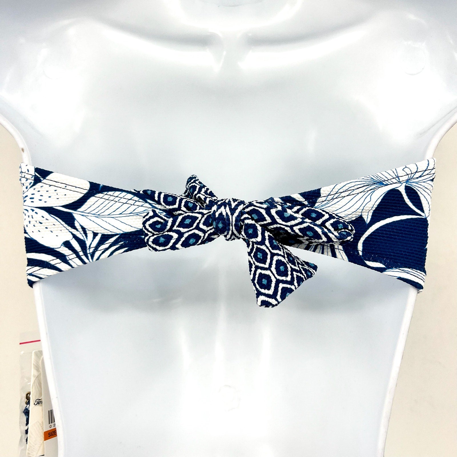 TOMMY BAHAMA Island Cays Bandeau Bikini Top Small Blue White Blooms NWT