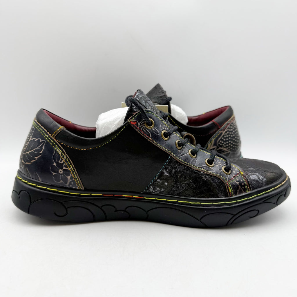 L'Artiste Womens Danli-Bloom Casual Sneakers EU 38 US 7.5-8 Black Leather NWOB