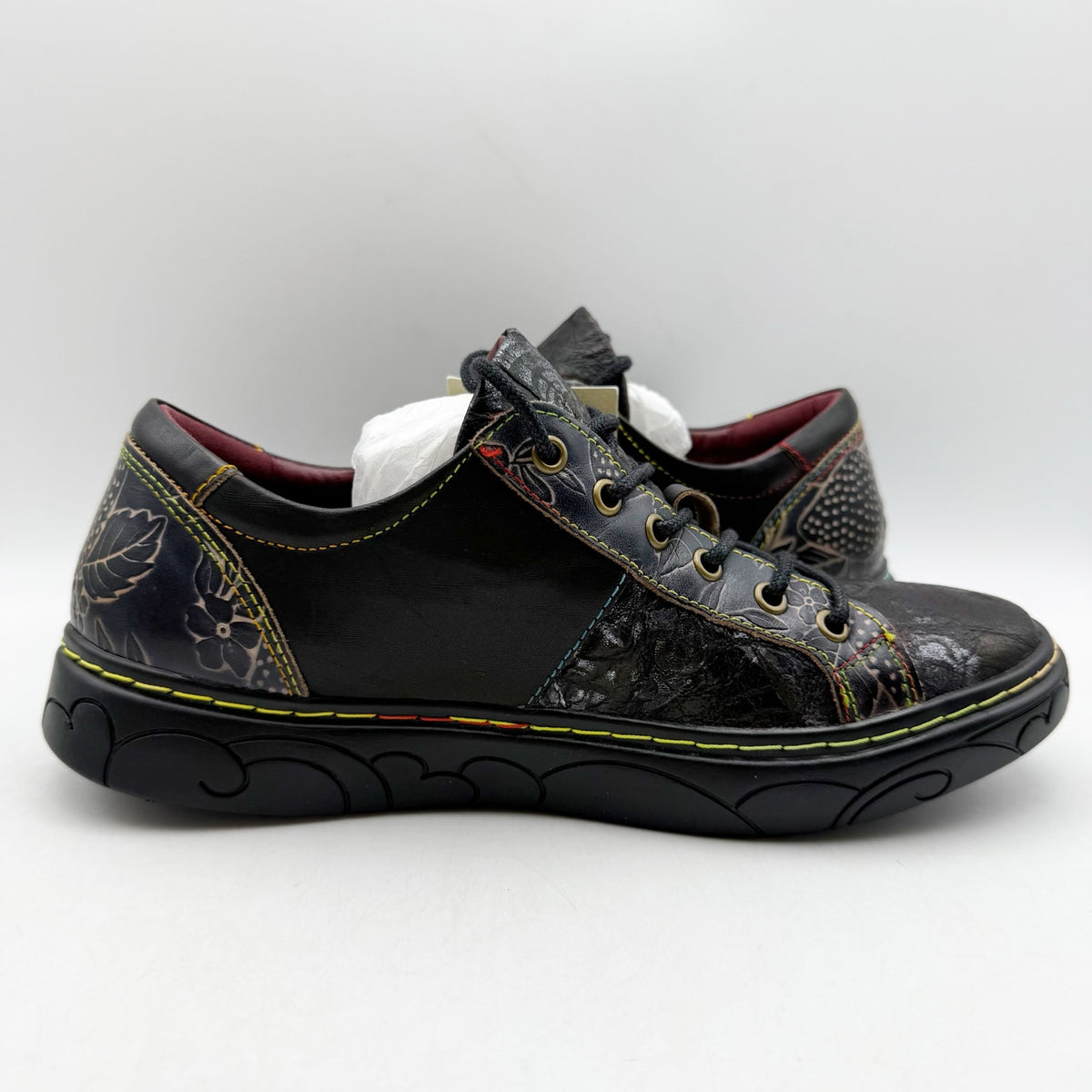 L'Artiste Womens Danli-Bloom Casual Sneakers EU 38 US 7.5-8 Black Leather NWOB