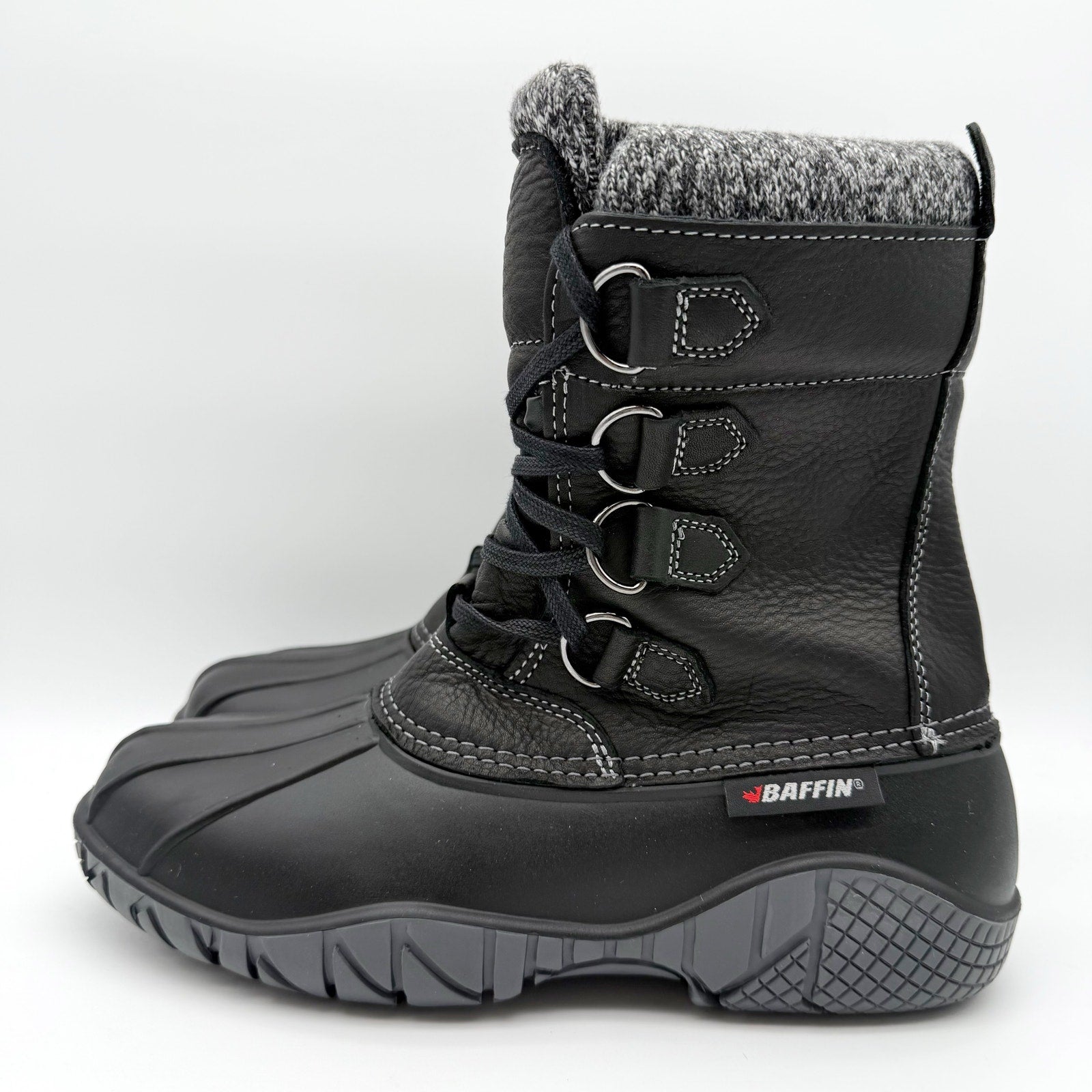 Baffin Women Yellowknife Snow Boots US 11 Black Leather Waterproof Insulated NIB