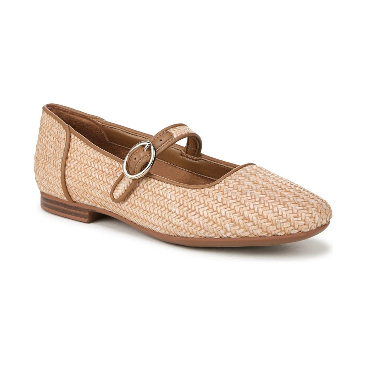 Naturalizer Womens Kelly4 Mary Jane Flats Size 6.5 EU 36.5 Brown Tan Woven NWOB