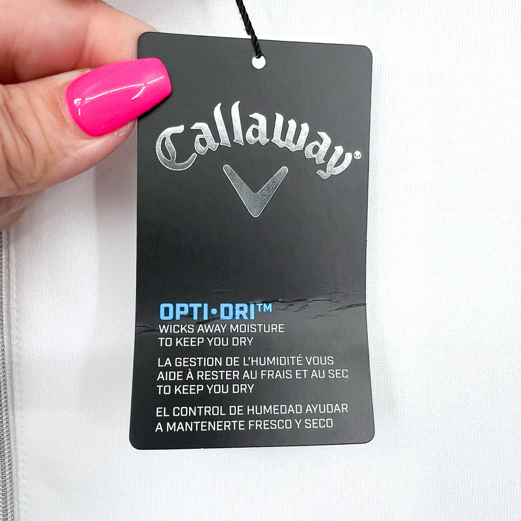 CALLAWAY 1/4 Zip Short Sleeve Golf Polo Shirt Large Brilliant White Heather NWT