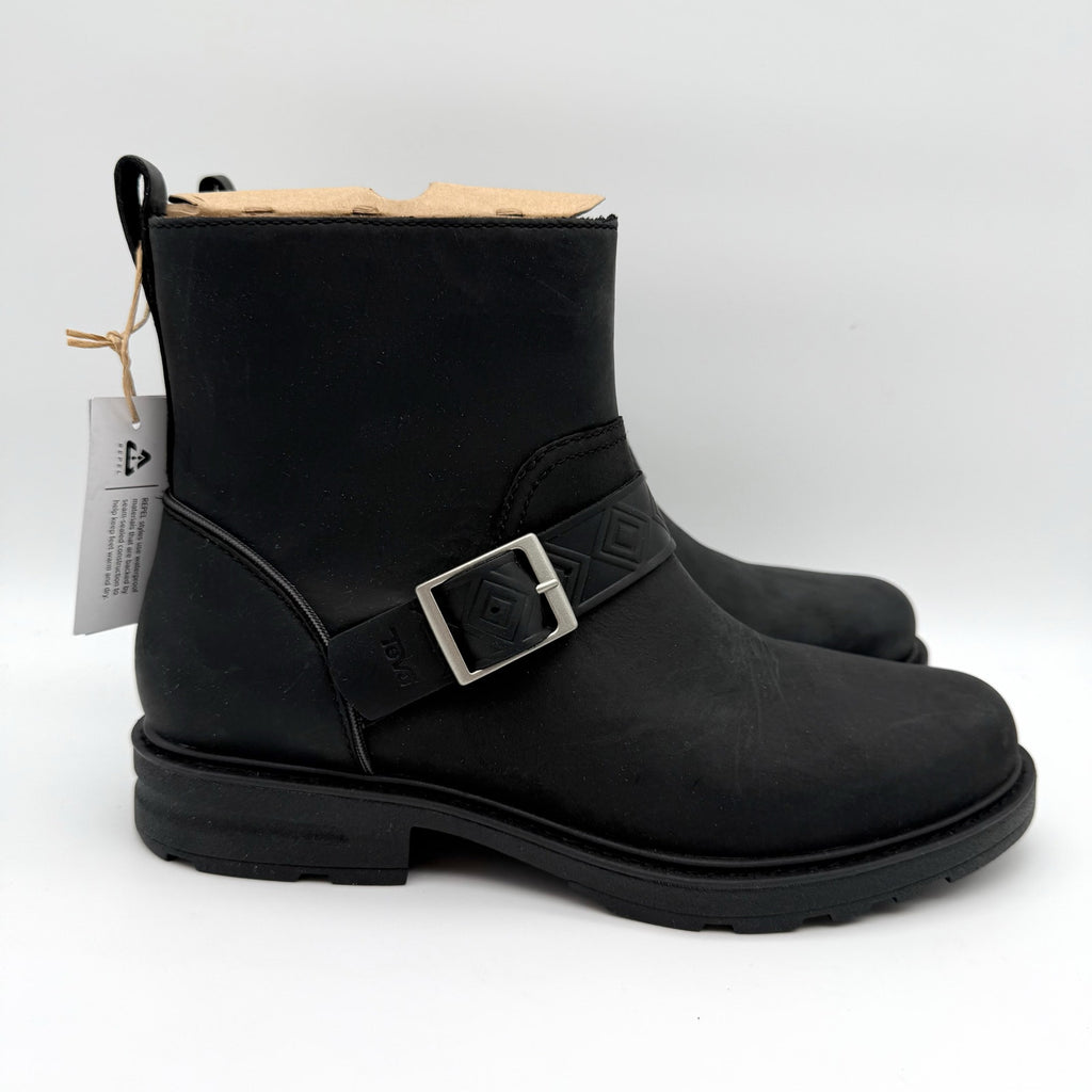 Teva Womens Rowena Buckle Ankle Boot US 8.5 EU 39.5 Black Leather Waterproof NIB