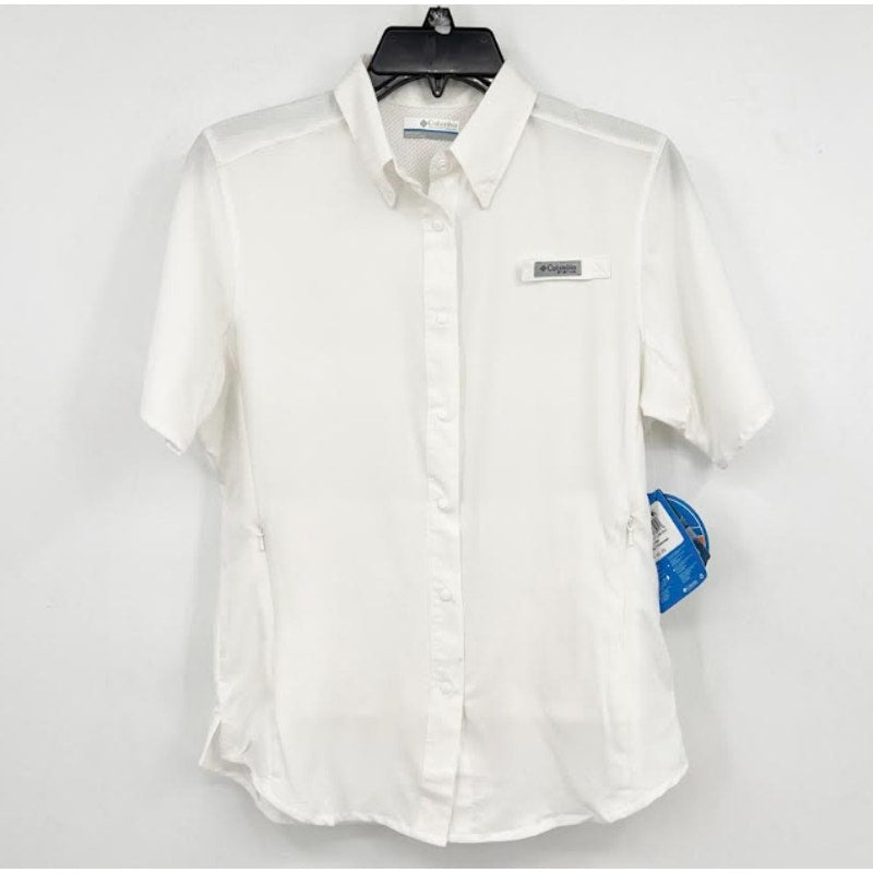 COLUMBIA Women's Tamiami II Short Sleeve Shirt Small White Sun Protection NWT