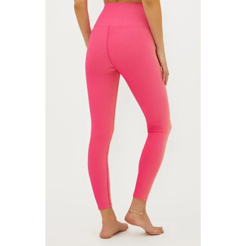BEACH RIOT Women's Tayler Rib 7/8 Leggings Large Pink Sunset Two Tone NWT