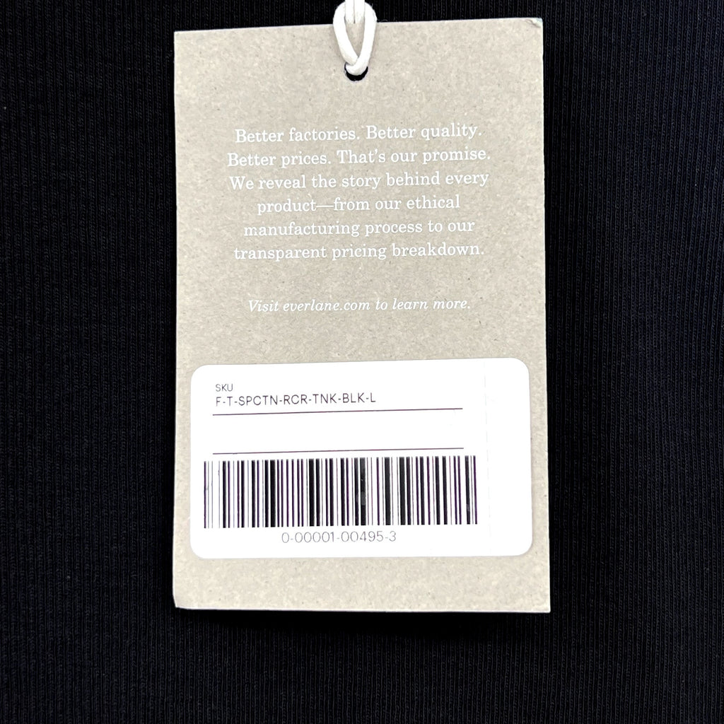 EVERLANE Women's The Luxe Rib Racerback Tank Large Black Supima Cotton NWT