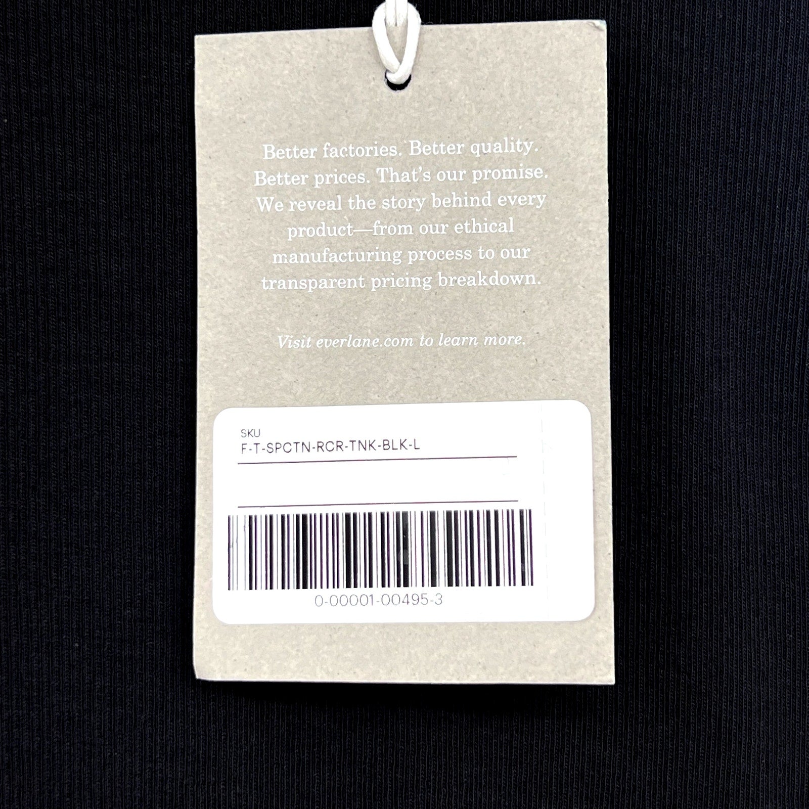 EVERLANE Women's The Luxe Rib Racerback Tank Large Black Supima Cotton NWT