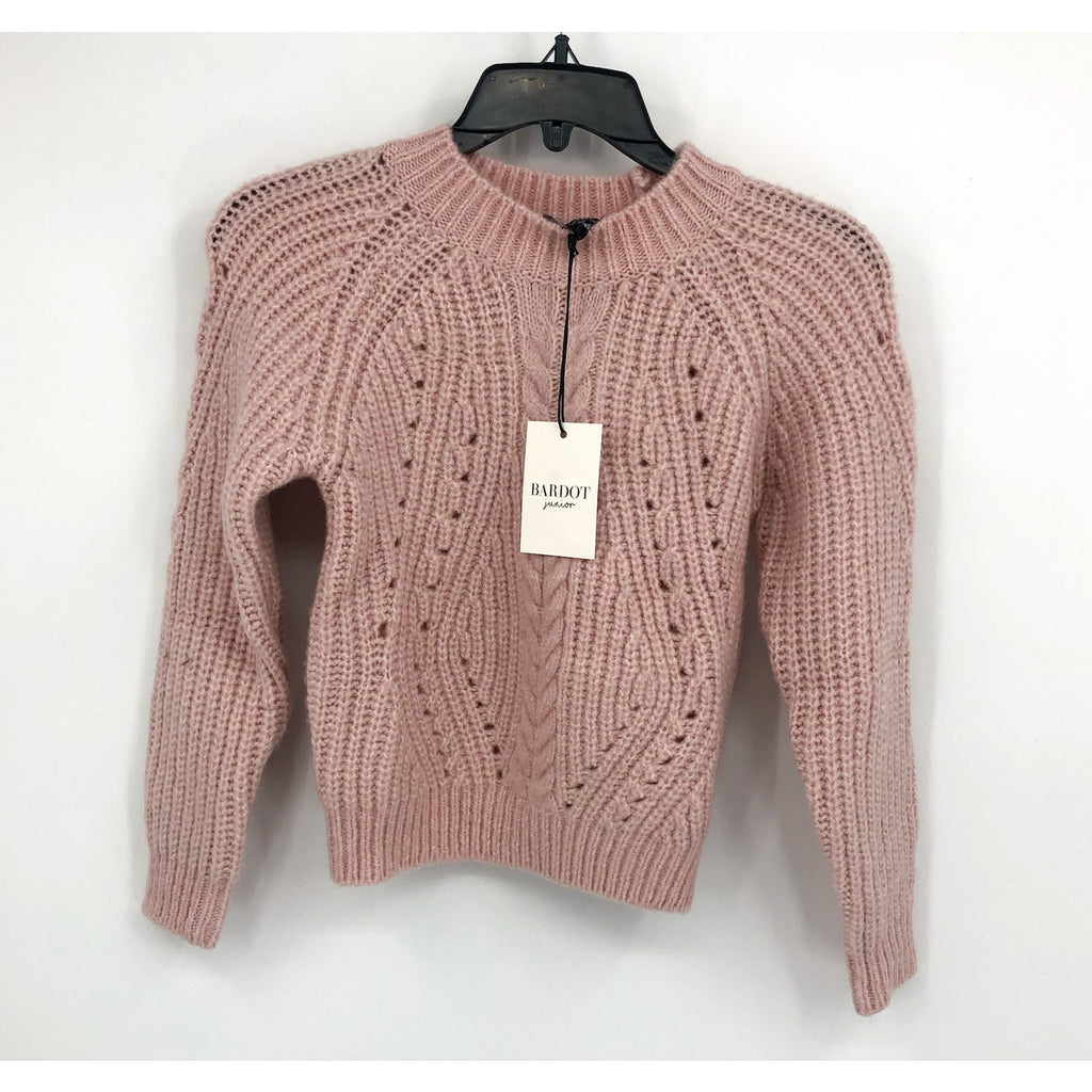 BARDOT JUNIOR Girl's Cozy Cable Knit Crewneck Sweater Size 14 Pink Potpourri NWT