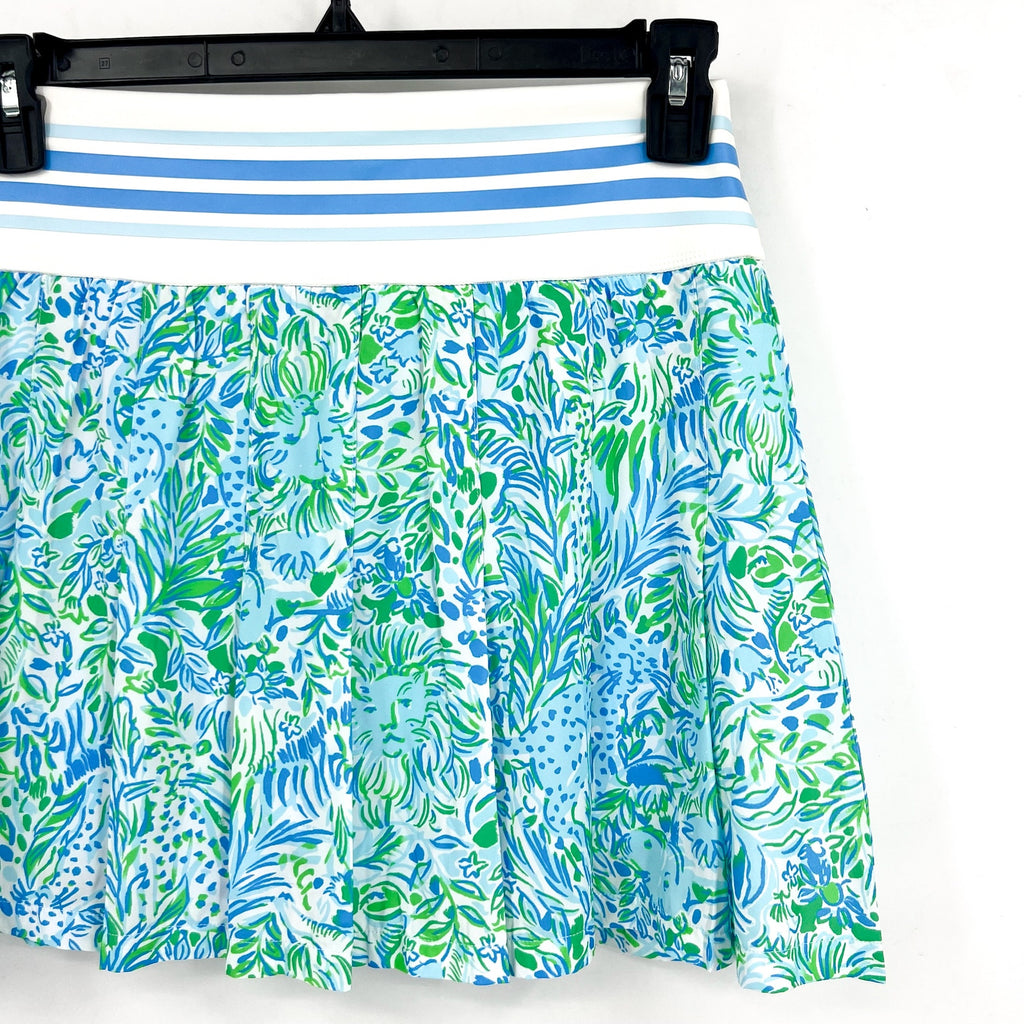 LILLY PULITZER Womens Luxletic Yvonne Skort Large Hydra Blue Dandy Lions NWOT