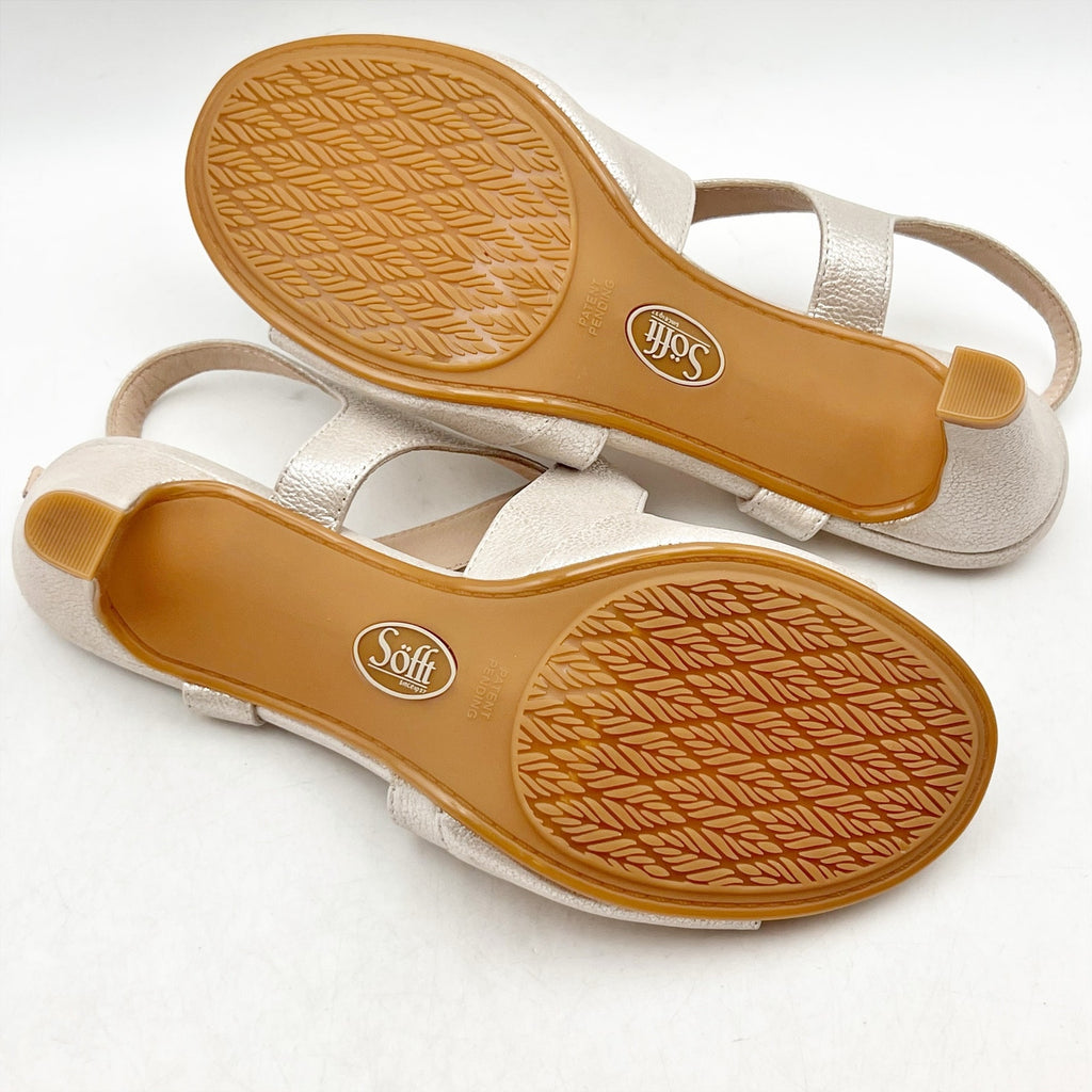 SOFFT Womens Jolene Heeled Sandals Size 7.5 EU 38.5 Champagne Leather NIB