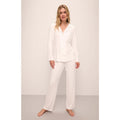 EBERJEY Women's Gisele Rib Long PJ Set Large White TENCEL Modal NWT