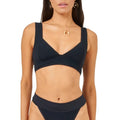 L*SPACE Women's Hailey Rib Bikini Top XL Black Sweetheart Neck NWT