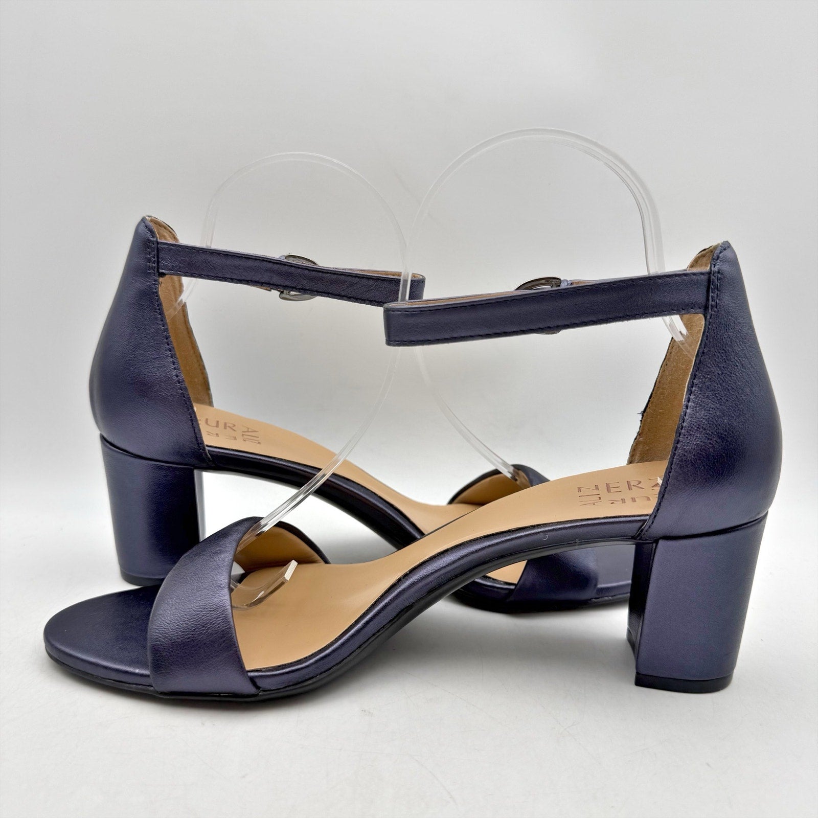 Naturalizer Womens Vera Sandals US 9 M Navy Blue Block Heel Ankle Strap NWOB