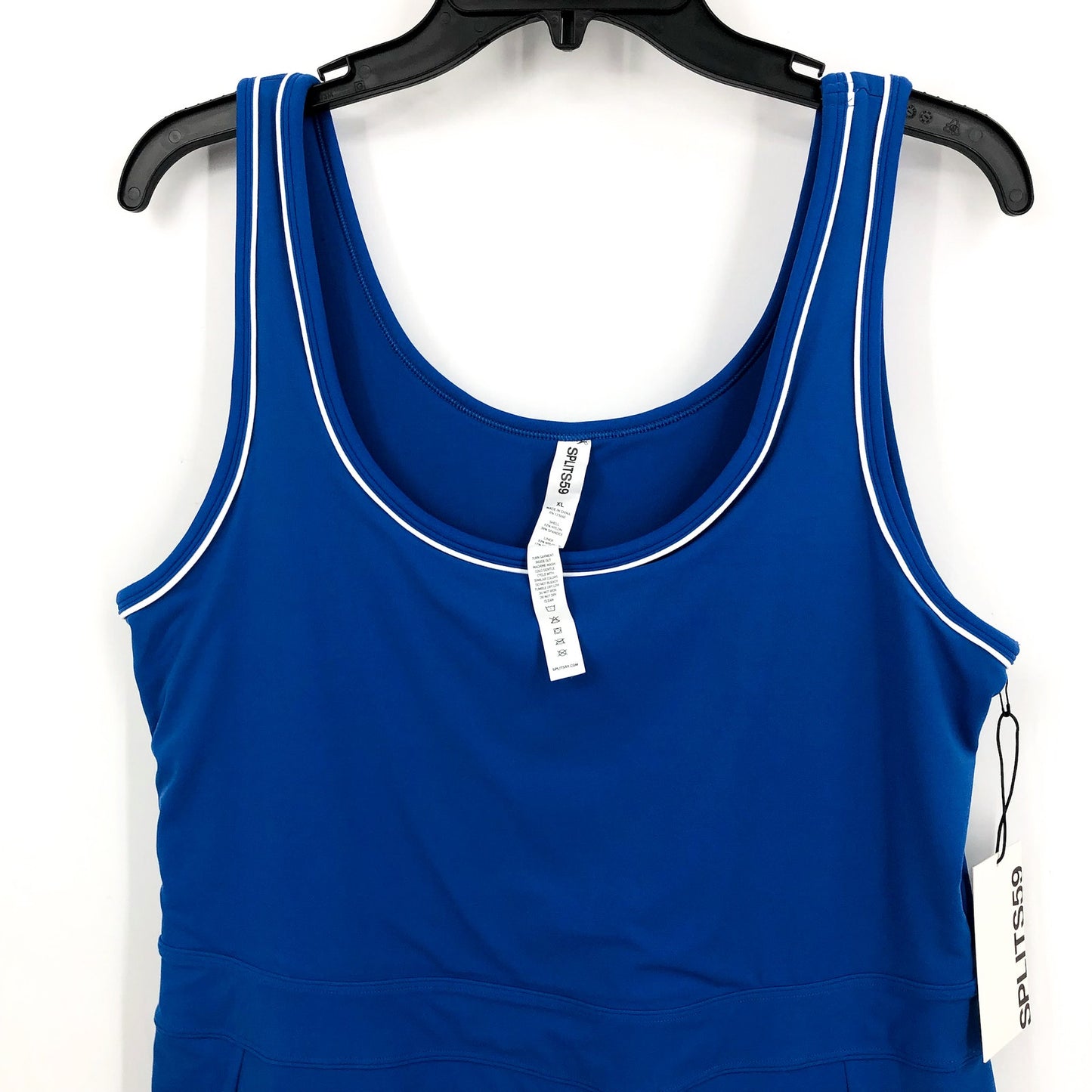 SPLITS59 Womens Martina Rigor Dress XL Classic Blue WHITE Scoop Neck NWT