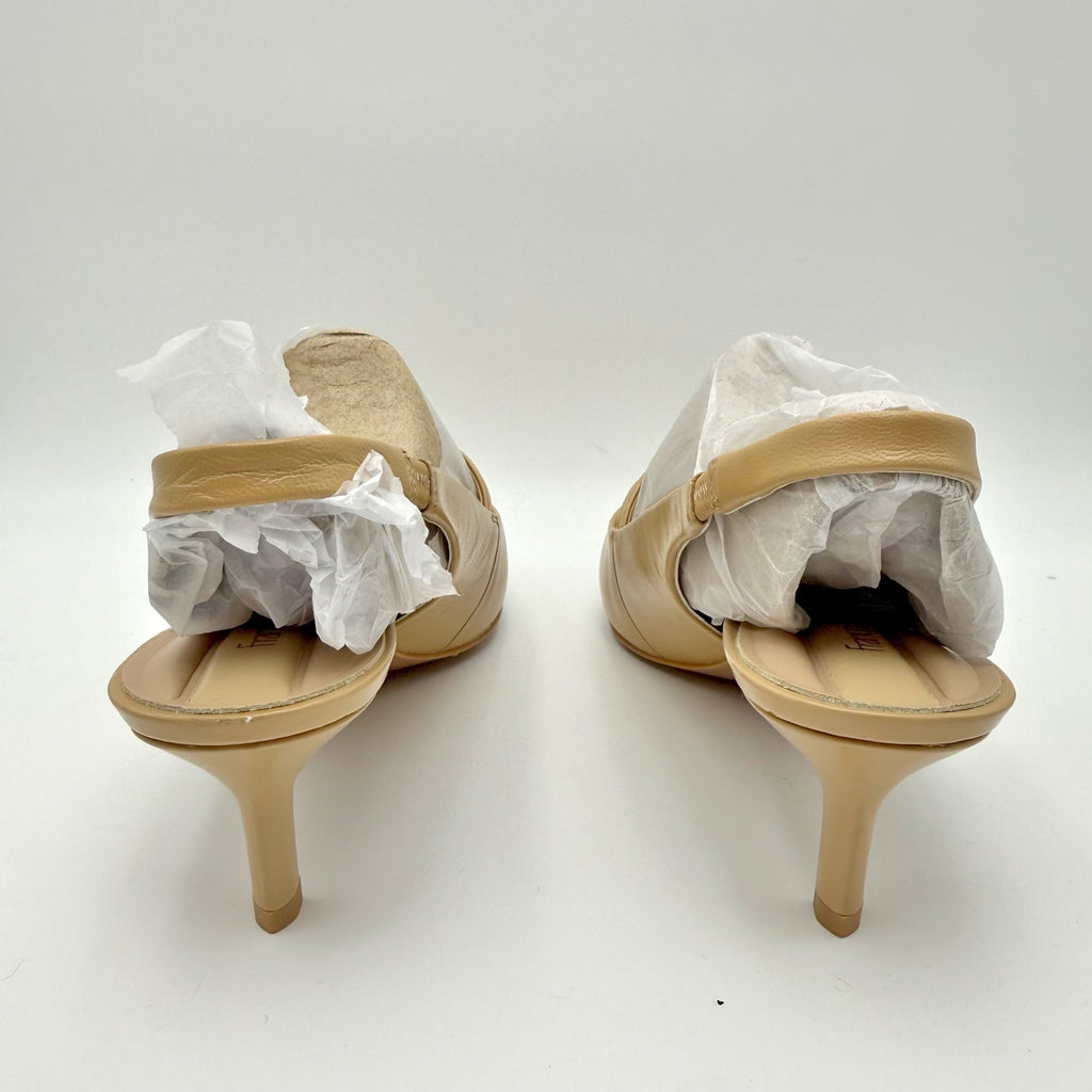 Franco Sarto Womens Khloe Slingback Pumps Size 8 Nude Beige Patent Leather NWOB