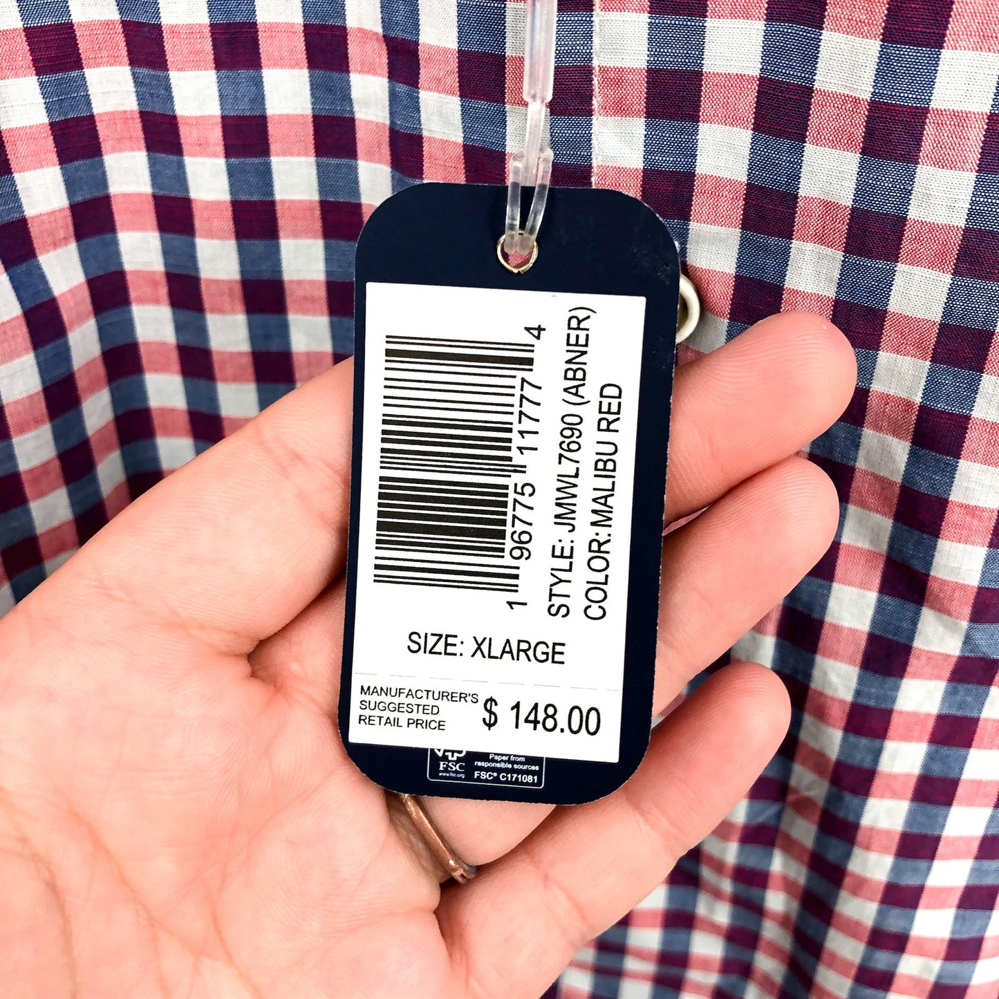 JOHNNIE O Mens Abner Hangin’ Out Button Up Shirt XL Malibu Red Plaid NWT