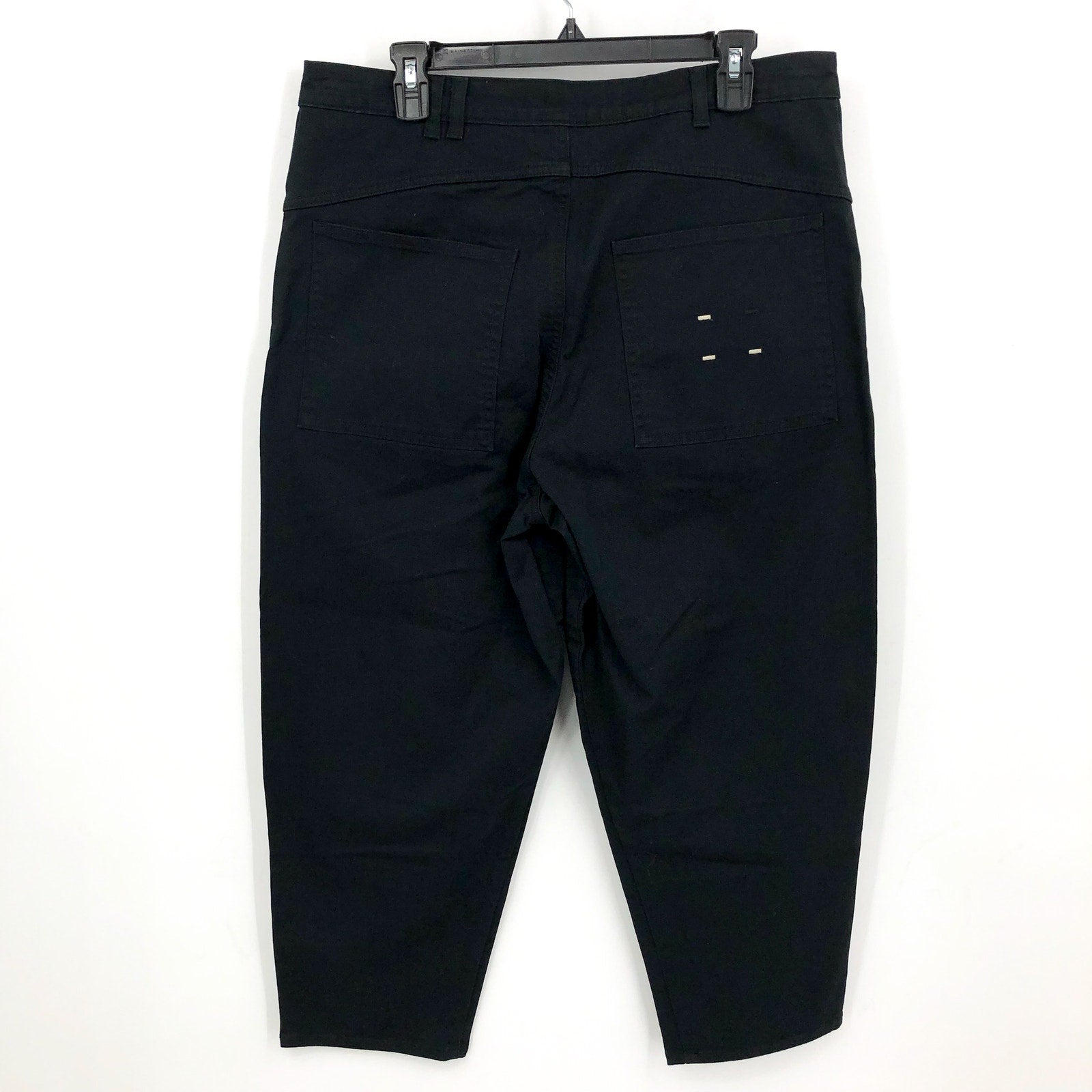 LABEL Womens Go-To Pants Large Black Relaxed Fit High Rise Crop Pockets NWT