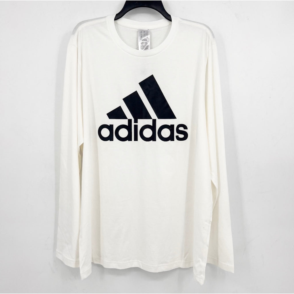 ADIDAS Men's Big Logo Single Jersey Shirt XL White Long Sleeve NWT