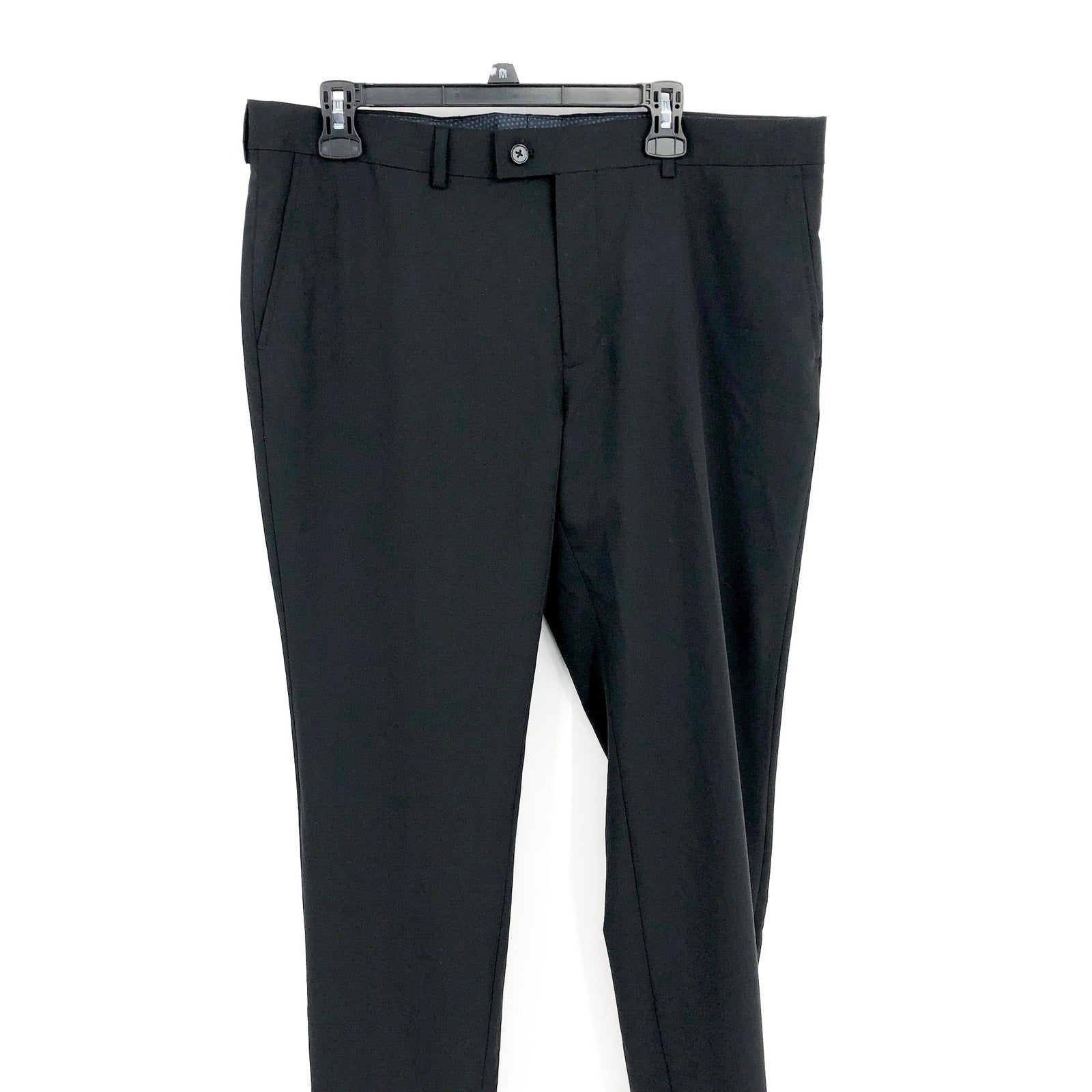 THE SAVILE ROW Men Brixton Suit Pants 36 x 33 Black Flat Front Slim Stretch NWOT