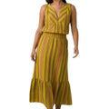 PRANA California Dreaming Midi Dress XL Yellow Stripe Sleeveless Cotton NWT