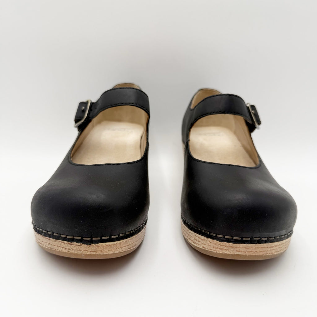 Dansko Womens Lilah Mary Jane Heels EU 38 US 7.5-8 Black Leather NIB