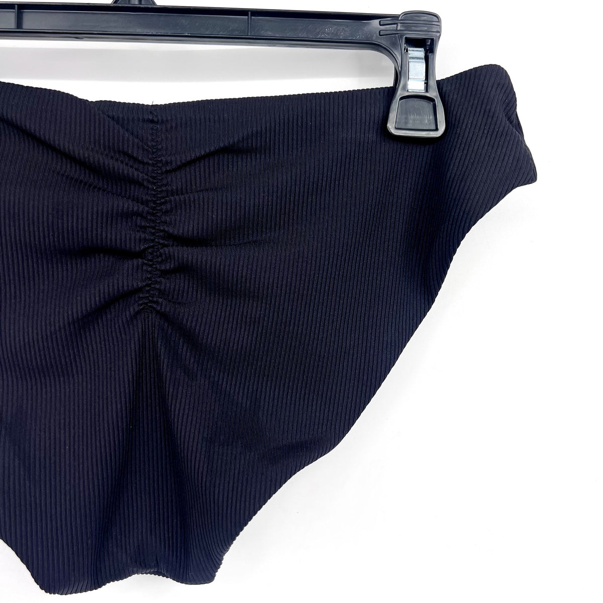 BECCA Women's Modern Edge Shirred American Bikini Bottom Medium Black NWT