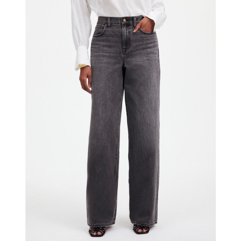 MADEWELL Women's Superwide-Leg Jeans Size 29 US 8 Black Kingswood Wash NR481 NWT