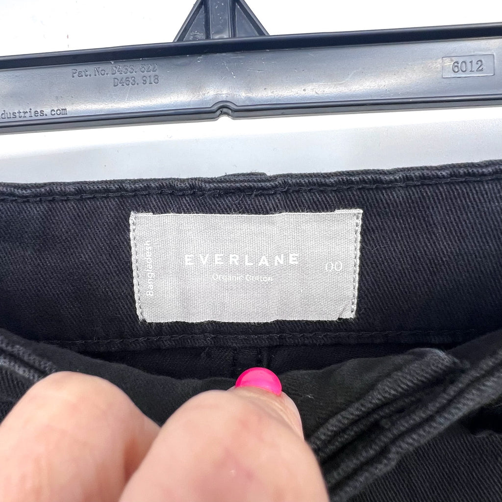 EVERLANE Womens Organic Wide-Leg Crop Pants Size 00 Black Chino Twill NWT