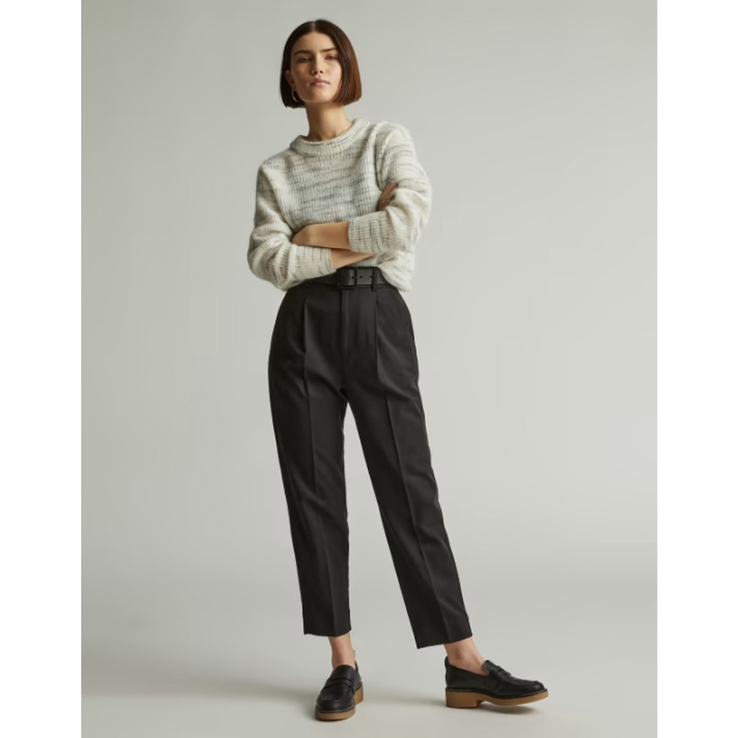 EVERLANE Women's The Tencel Way High Tapered Pant Size 0 Black NWT