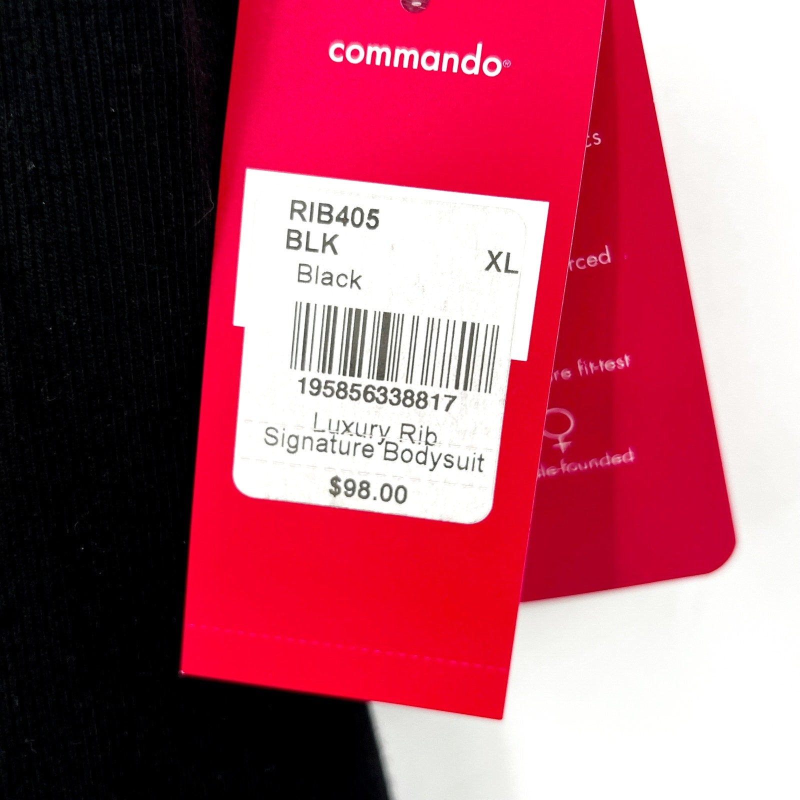 COMMANDO Women's Luxury Rib Signature Bodysuit XL Black Stretch Sleeveless NWT