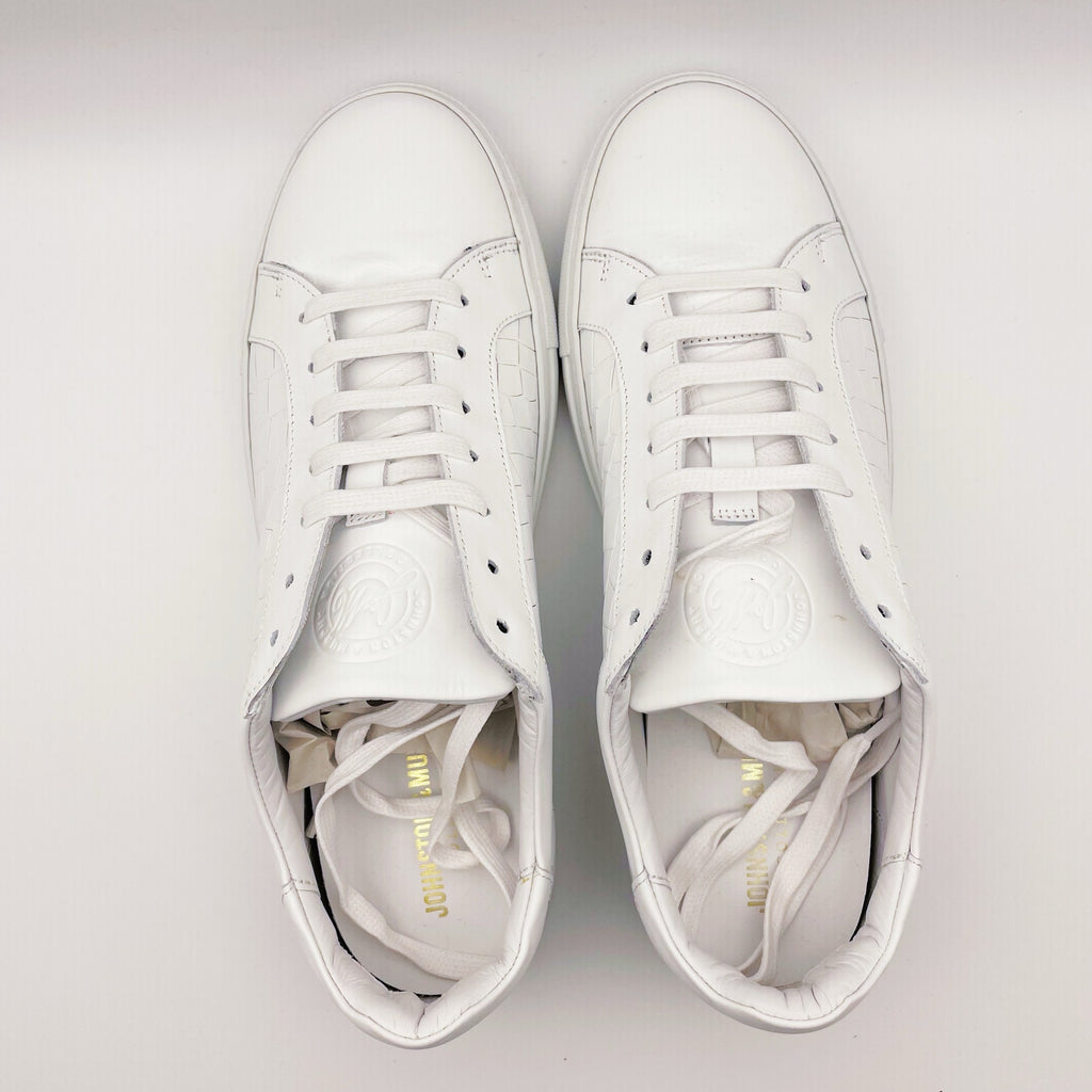 Johnston & Murphy Mens Jake Lace to Toe Casual Sneakers US 8.5 White Leather NIB