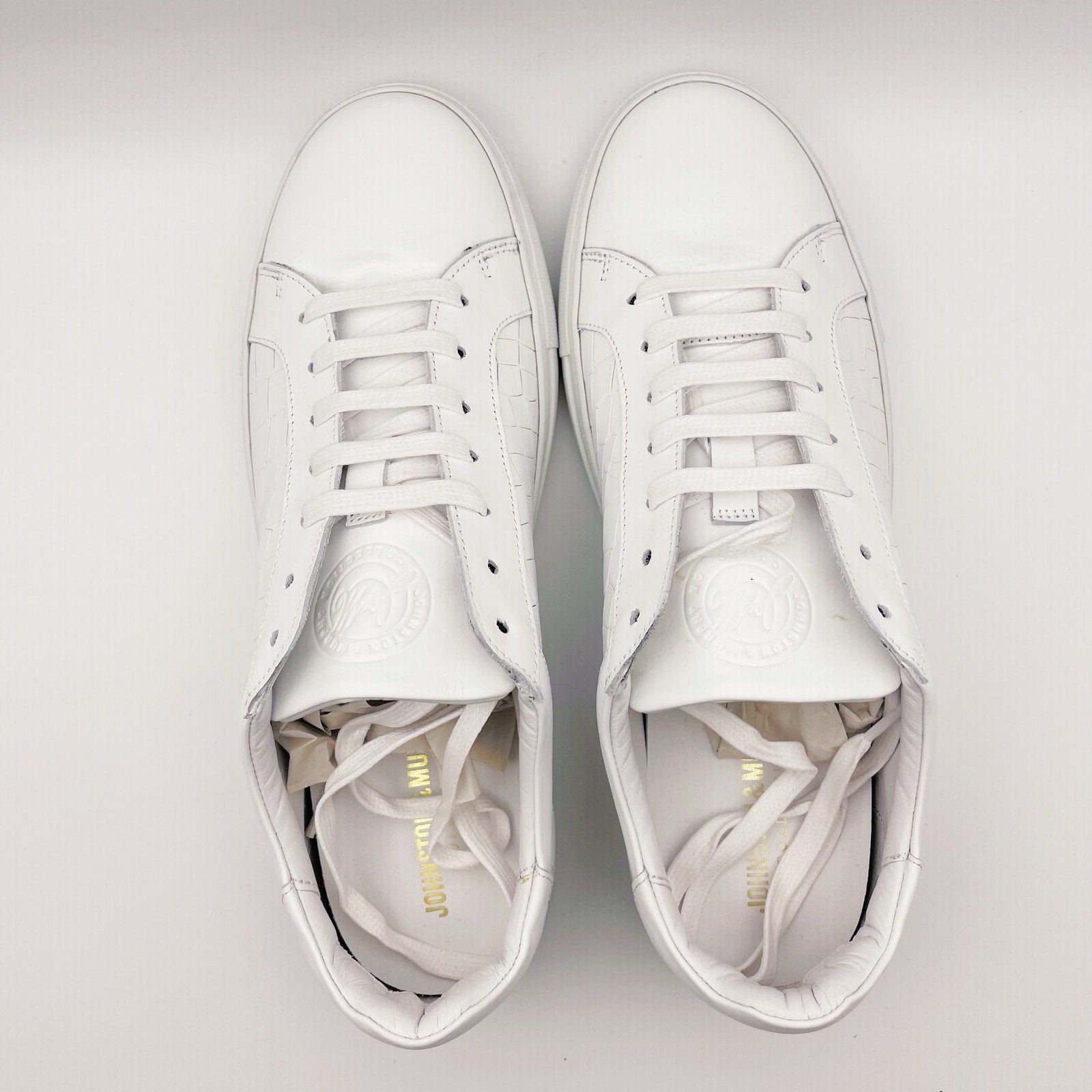 Johnston & Murphy Mens Jake Lace to Toe Casual Sneakers US 8.5 White Leather NIB