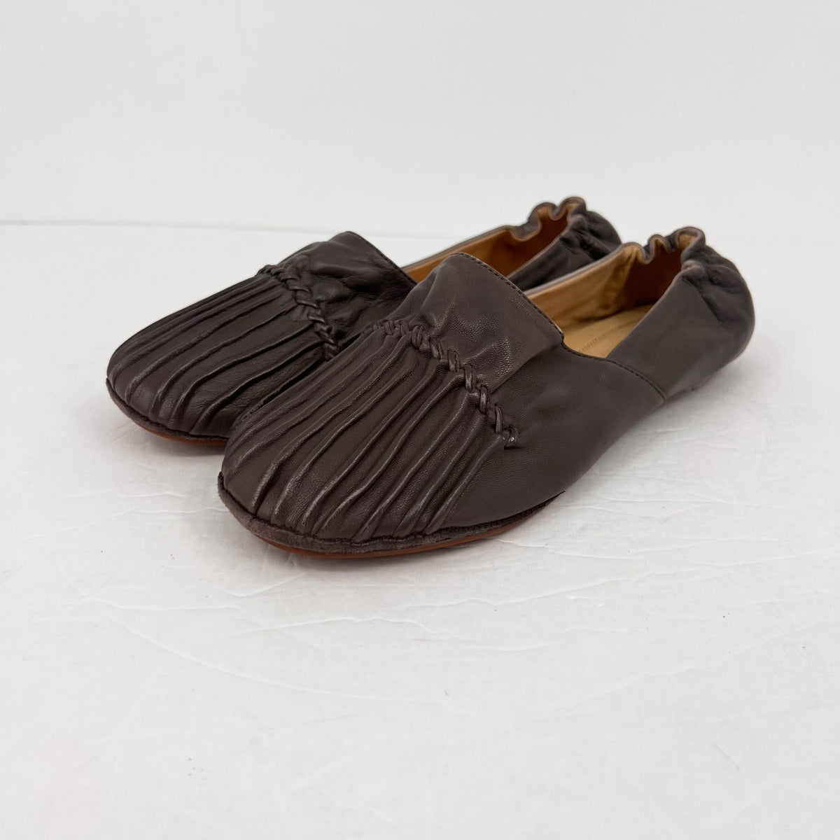 Chocolat Blu Womens Cam 2 Pleated Ballet Flats Size 10 Brown Grey Leather NIB