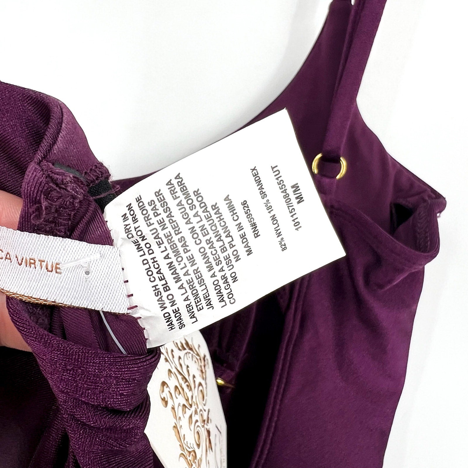 BECCA Women's Color Sheen One Piece Swimsuit Medium Purple Aubergine NWT