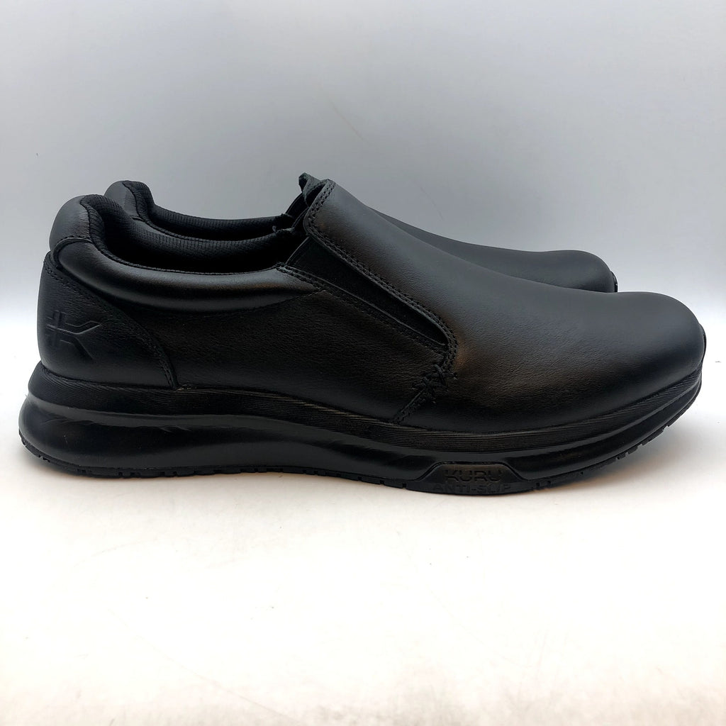 Kuru Mens Kivi 2 Slip On Sneakers 12.5 WIDE Jet Black Leather Anti Slip NWOB