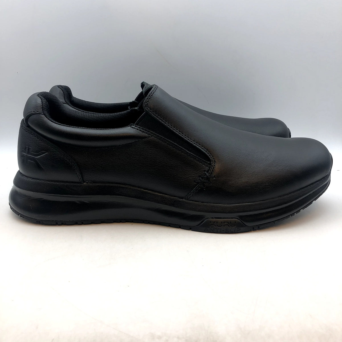 Kuru Mens Kivi 2 Slip On Sneakers 12.5 WIDE Jet Black Leather Anti Slip NWOB