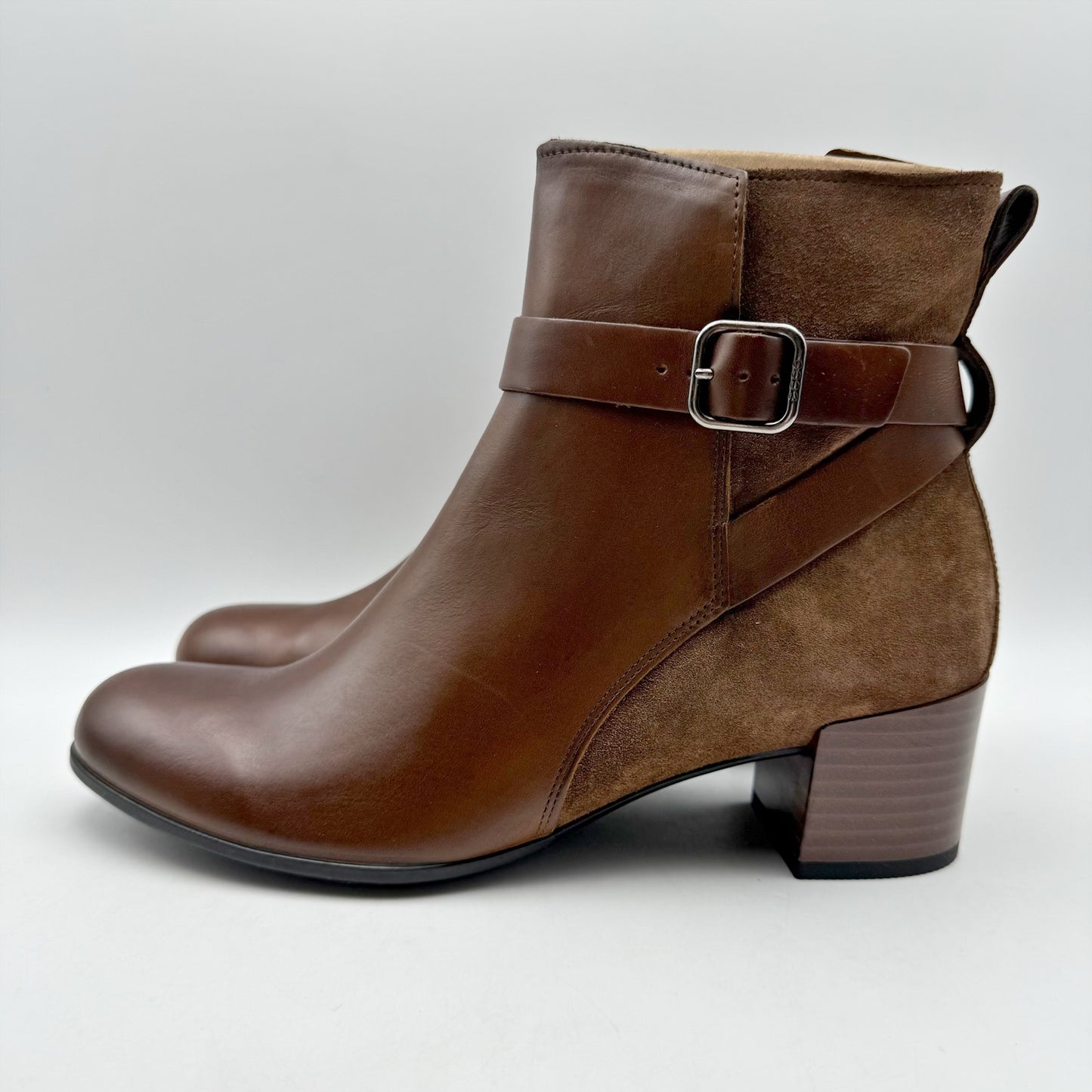 Ecco Womens Dress Classic Ankle Boots EU 40 US 9 Walnut Brown Leather 35 mm NWOB