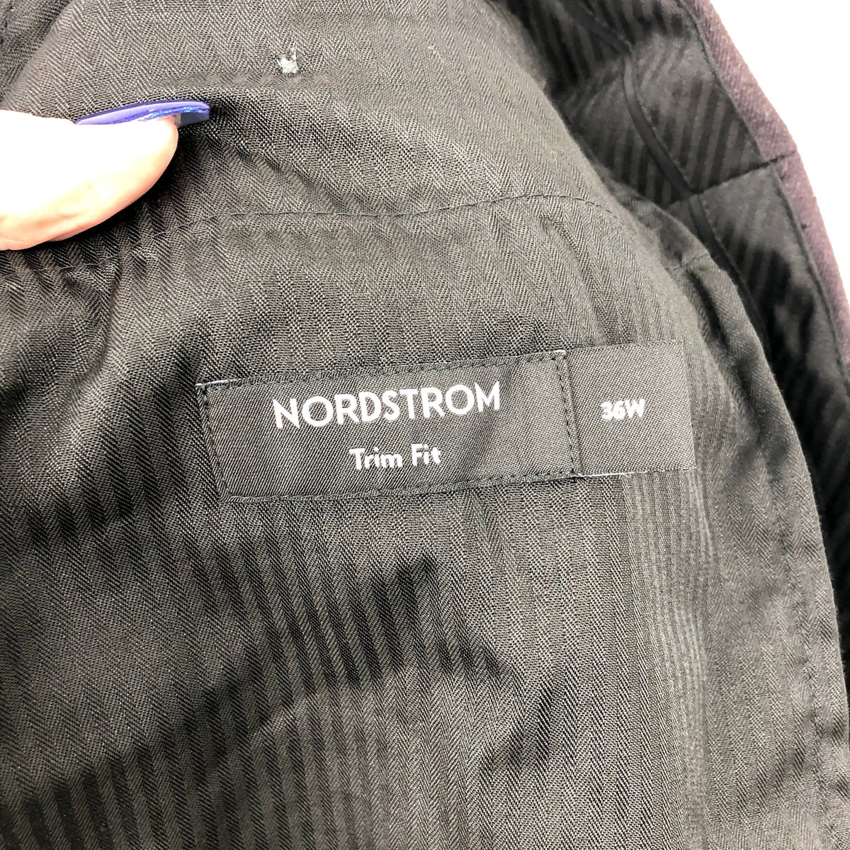 NORDSTROM Men's Trim Fit Trousers Pants 36R Dark Grey Flat Front Stretch NWT